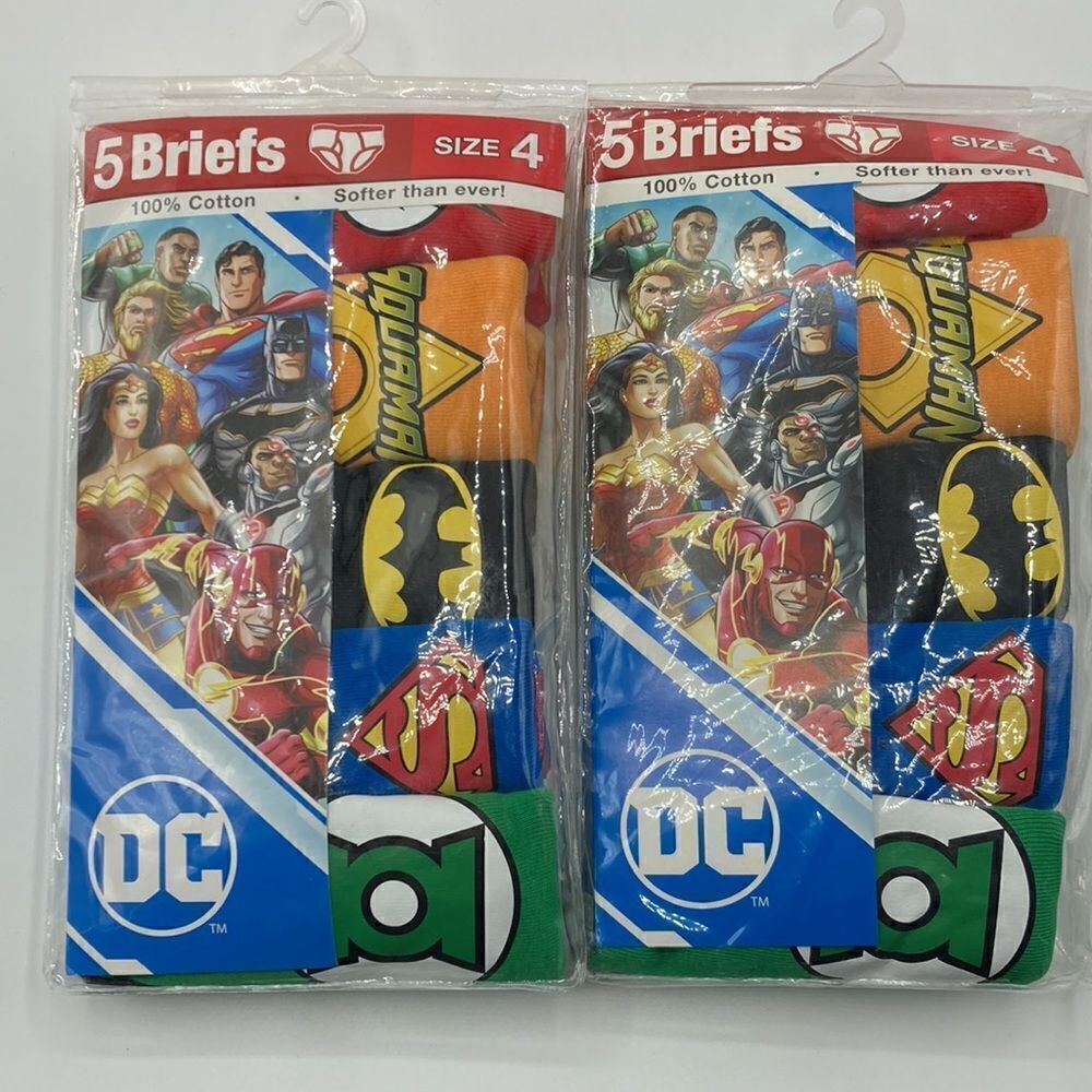 Toddler Boys Justice Superhero Logo Cotton Briefs Underwear 2, 5-Packs Size 4